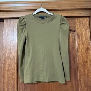 Veronica Beard Green Fitted Puffed Blouse